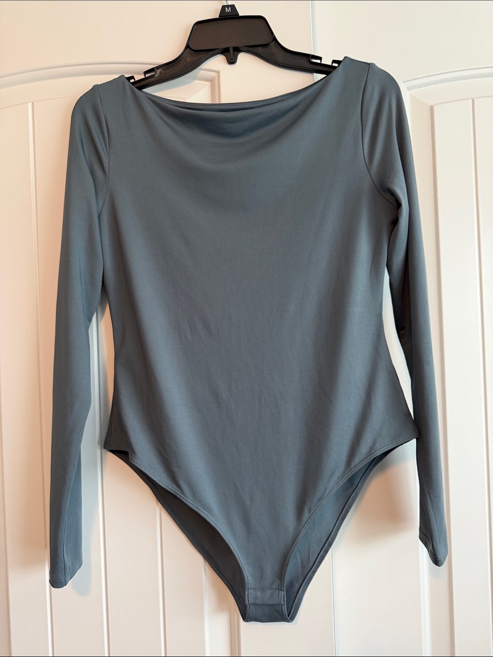 H&M Long Sleeve Boat Neck Bodysuit - Slate Blue